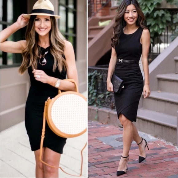 Bloggers favorite Leith side ruched sleeveless bodycon tank dress black small - Picture 2 of 12